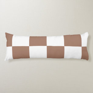Coussins Longs à damiers Motif en Blanc et Mocha Mousse