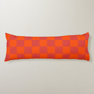 Coussins Longs À damiers rouge orange En vichy Motif
