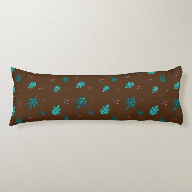 Coussins Longs À feuillage persistant Tree Feuilles et Red Holly  (Devant)