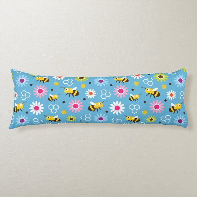 Coussins Longs Abeille & Fleurs (Devant)
