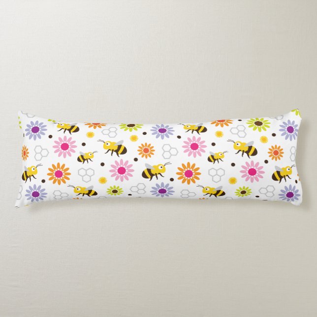 Coussins Longs Abeille & Fleurs (Devant)