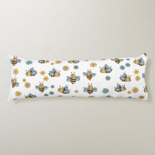 Coussins Longs Abeilles de miel mignonnes et Fleurs sauvages flor