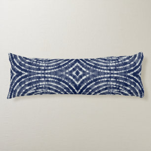 Coussins Longs Abstrait Indigo Blue Japonais Shibori Motif