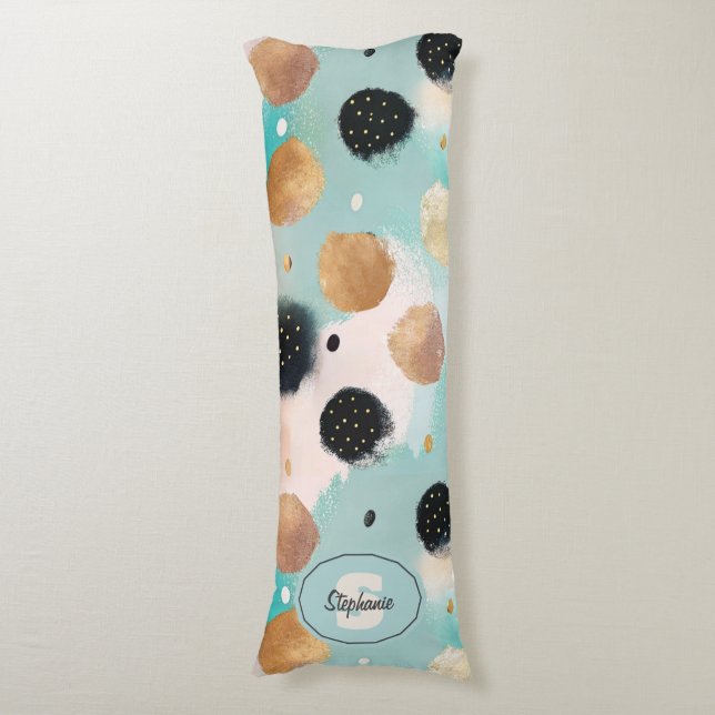 Coussins Longs Abstrait moderne Brushstroke & Polka Dot Motif (Devant (Vertical))