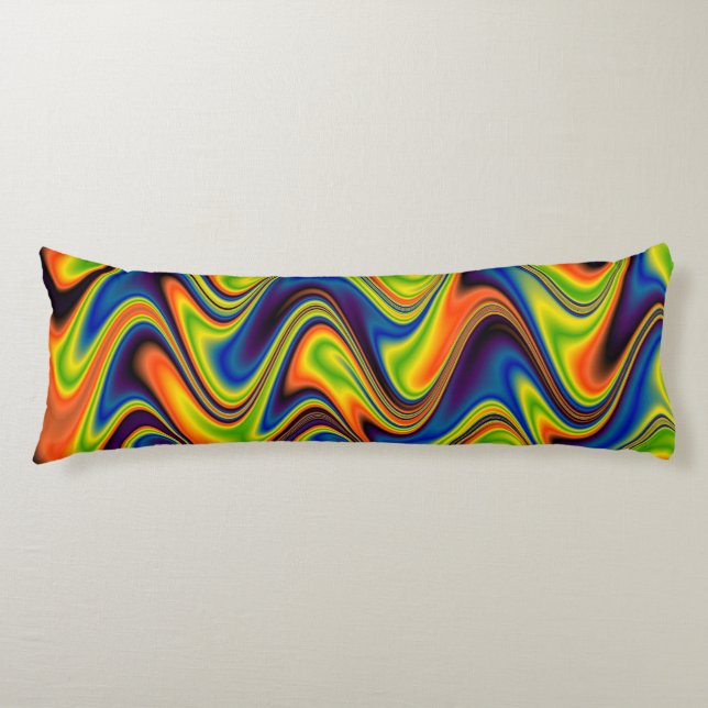 Coussins Longs Abstrait multicolore ondulé (Devant)
