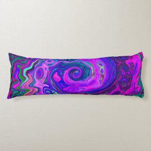 Coussins Longs Abstrait Rétro Groovy Tourbillon Magenta et Violet