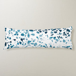 Coussins Longs Abstrait Terrazzo Mosaic Marine et Motif bleu clai