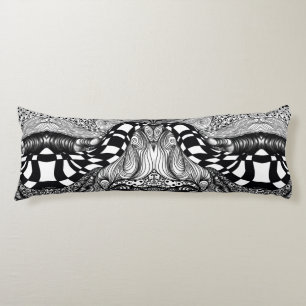 Coussins Longs Abstraite ligne noire et blanche