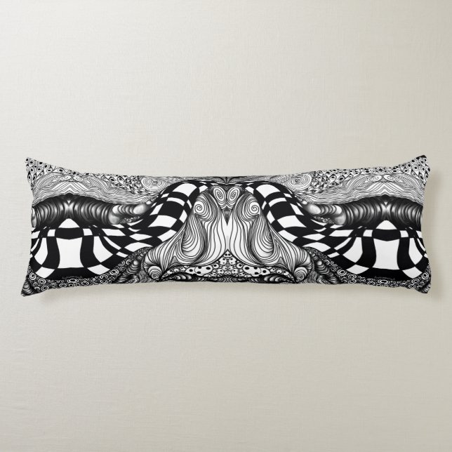 Coussins Longs Abstraite ligne noire et blanche (Devant)