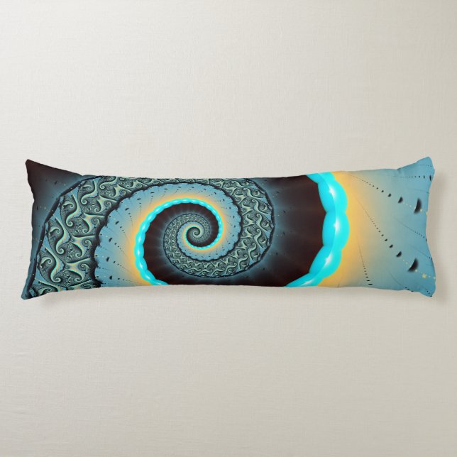 Coussins Longs Abstraite spirale d'art fractal bleu turquoise ora (Devant)