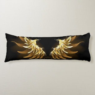 Coussins Longs Ailes d'ange dorées sur fond noir
