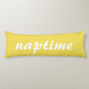 Coussins Longs Ajoutez votre texte Naptime jaune et blanc de