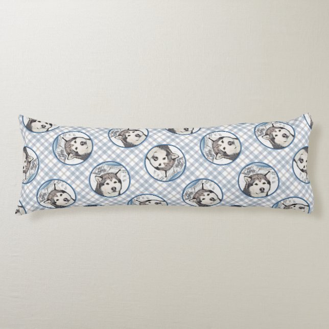 Coussins Longs Alaskan Malamute Peinture Mal Mally Sled Chien Art (Devant)