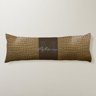 Coussins Longs alligator beige sauvage cuir de crocodile