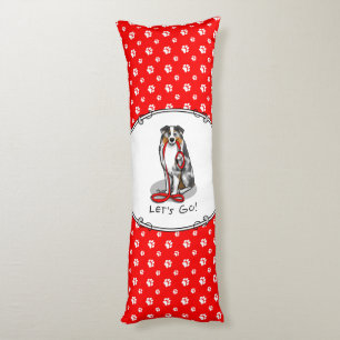 Coussins Longs Allons-y ! Berger australien (bleu merle tan/w 1)