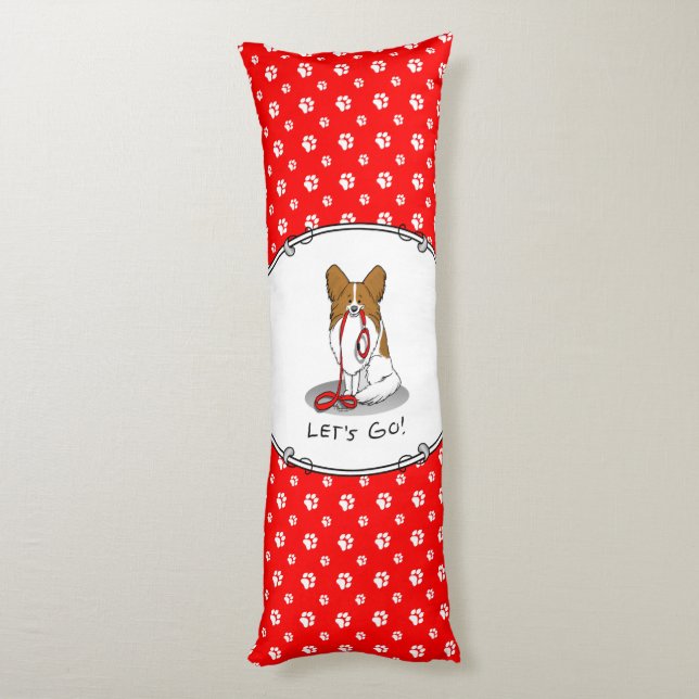 Coussins Longs Allons-y ! (walk) Papillon (white & red) Chien mig (Dos (Vertical))