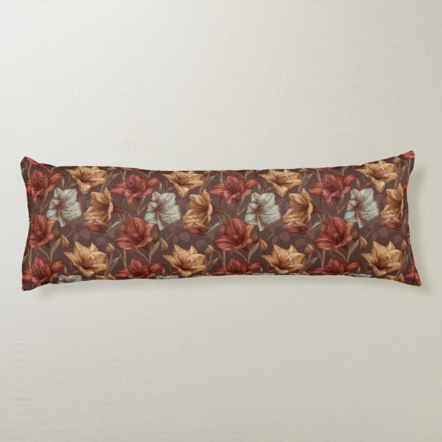 Coussins Longs Amaryllis Texture Décoration Maison Floral Wedge (Dos)