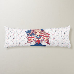 Coussins Longs Américaine patriotique fille d'anime