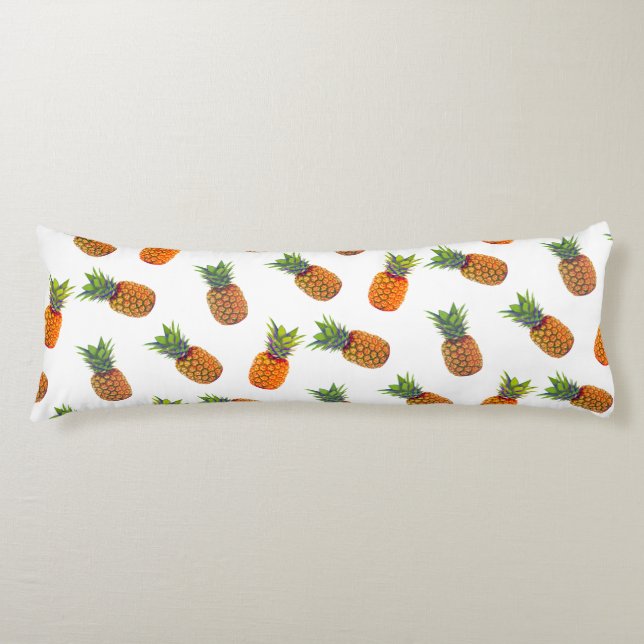 Coussins Longs Ananas sur fond blanc (Devant)