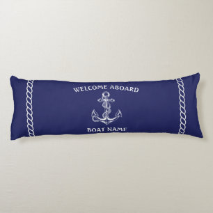 Coussins Longs Ancre nautique et corde bleu