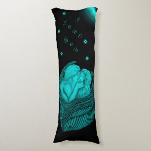 Coussins Longs Angels Kissing, noir et vert Design