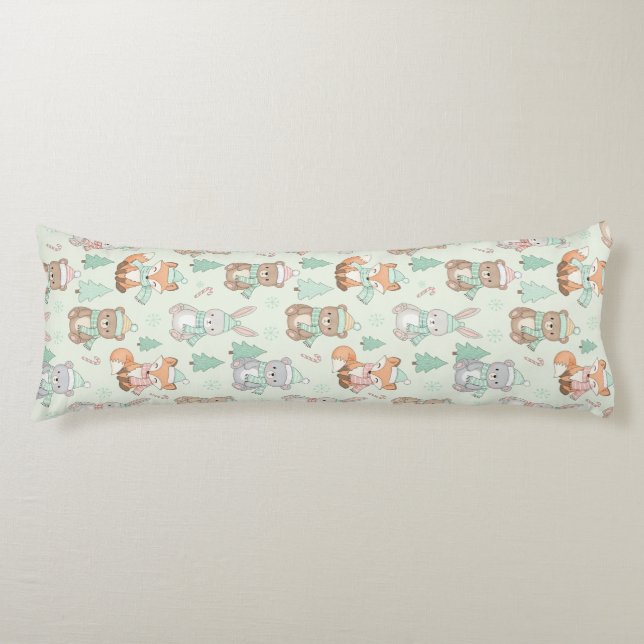 Coussins Longs Animaux de Noël mignons motif sans couture (Devant)