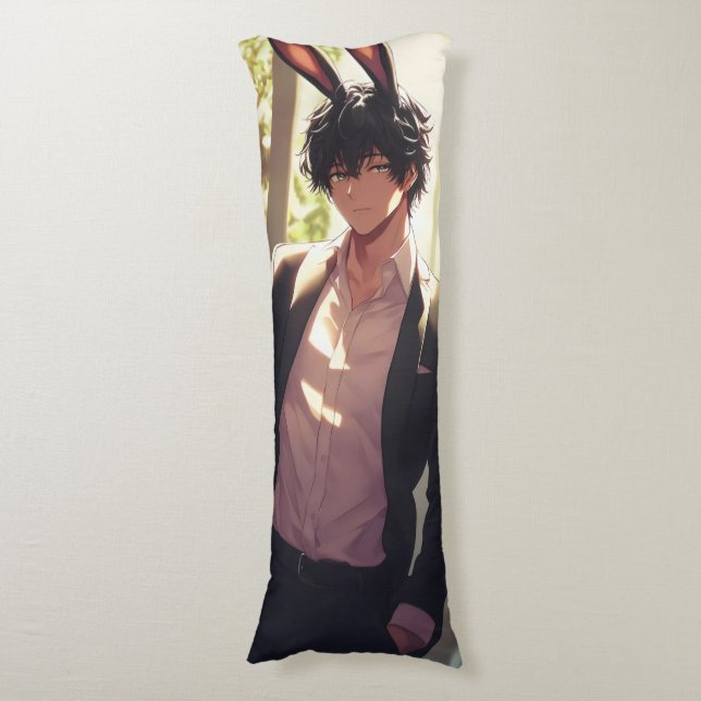 Coussins Longs Anime Ikemen Lapin Élégant (Devant (Vertical))