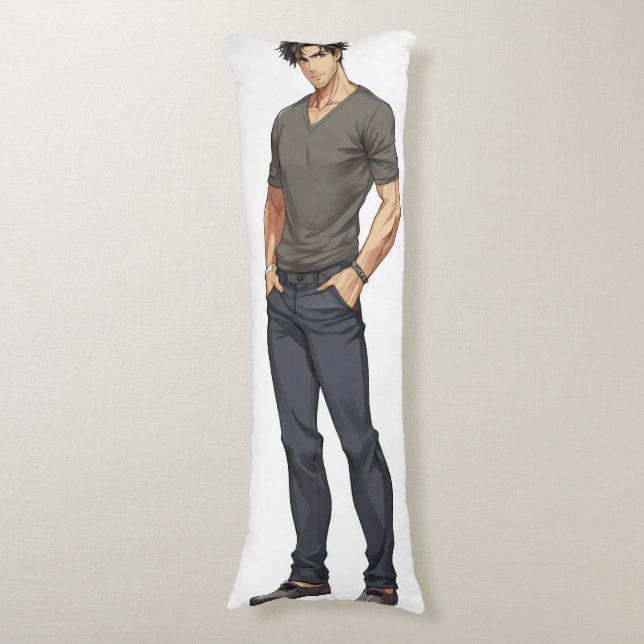 Coussins Longs Anime Man Handsome Zaddy (Devant (Vertical))