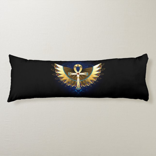 Coussins Longs Ankh or avec ailes (Devant)