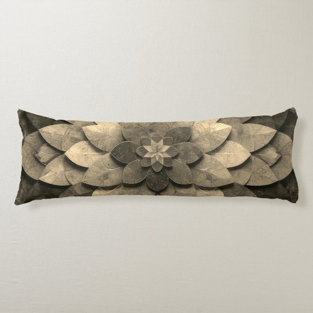 Coussins Longs Antique Golden Mandala Art Fleur texturée (Devant)