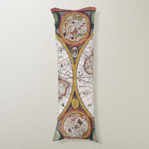Coussins Longs Antique vieille carte inspirée (12)