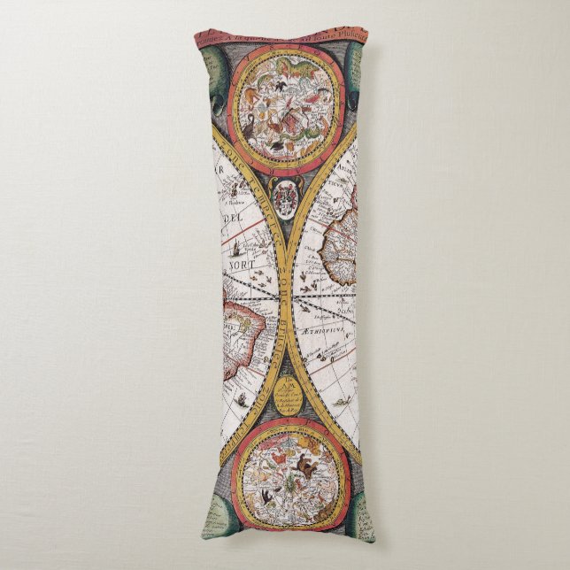 Coussins Longs Antique vieille carte inspirée (12) (Devant (Vertical))