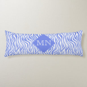 Coussins Longs Aquarelle bleu Denim Zebra Imprimer   Monogramme