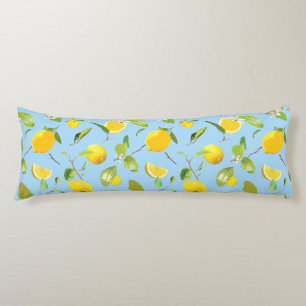 Coussins Longs Aquarelle Citron & Feuilles 3