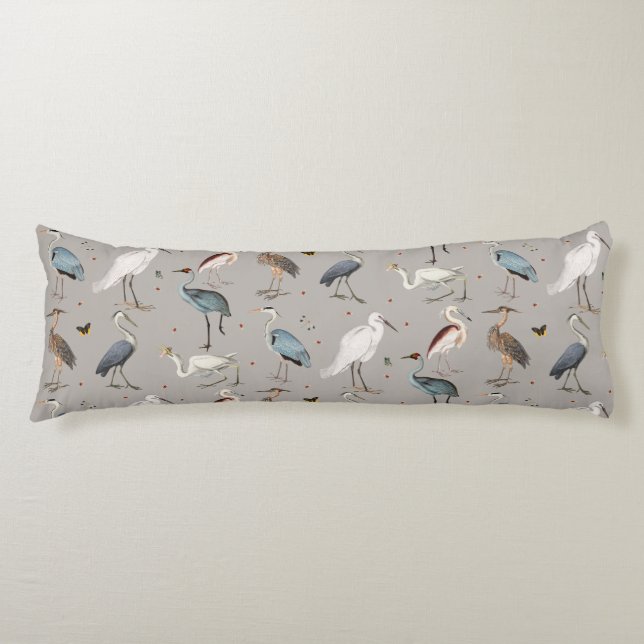 Coussins Longs Aquarelle Heron Bird Egret Nature Motif (Devant)