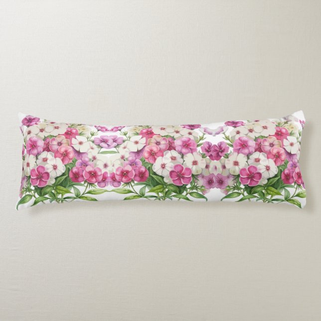 Coussins Longs Aquarelle Jardin Fleurs Phlox (Devant)