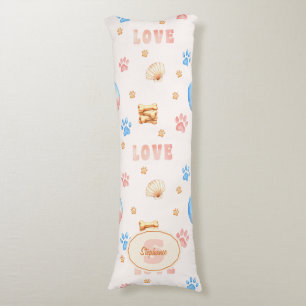 Coussins Longs Aquarelle "LOVE" Design avec Empreintes de pattes