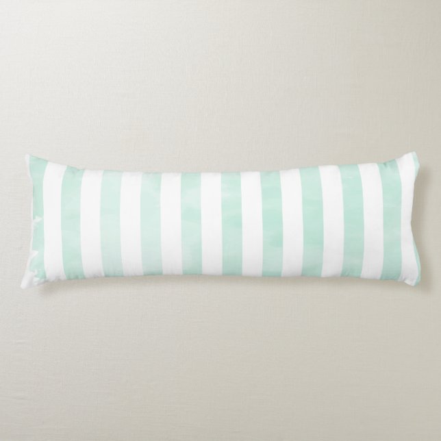 Coussins Longs Aquarelle numérique PixDezines Mint/Adj. Rayures (Devant)