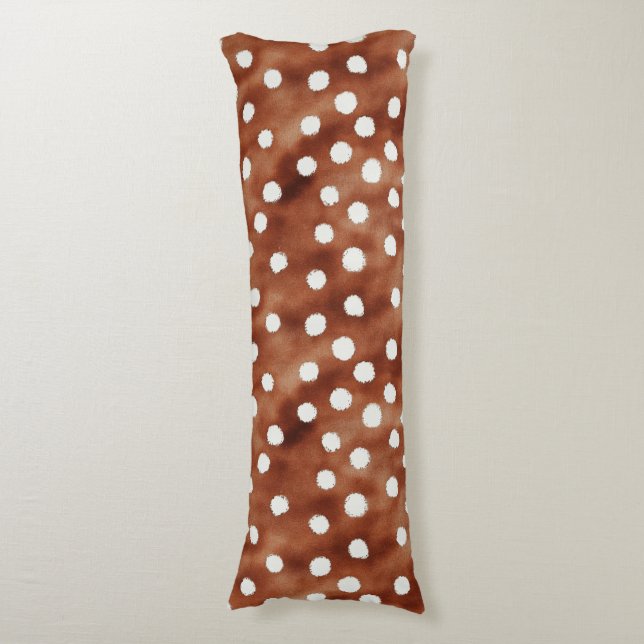 Coussins Longs Aquarelle Pointe Polka dans Café Brown et blanc (Devant (Vertical))