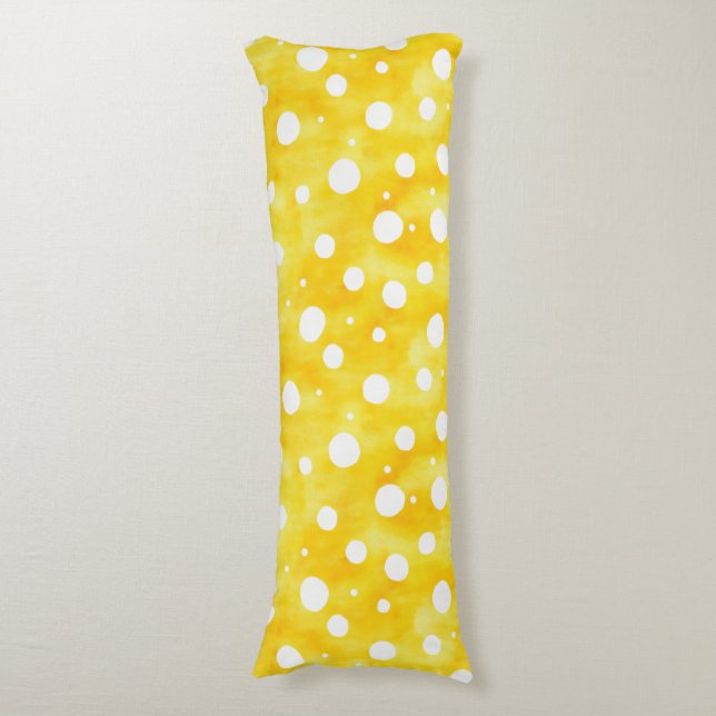 Coussins Longs Aquarelle Polka Dot - Terre Jaune et Blanc (2) (Devant (Vertical))
