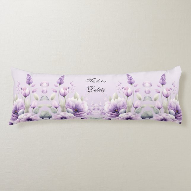 Coussins Longs Aquarelle Purple Floral Oreiller Corps (Devant)