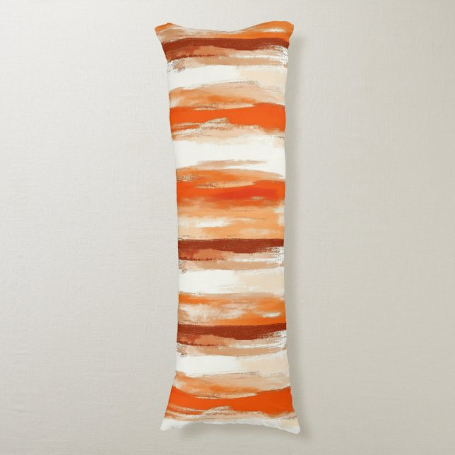 Coussins Longs Aquarelle rayée dans les tons café et orange (Devant (Vertical))