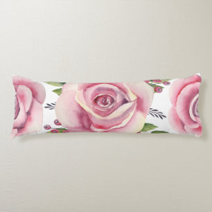 Coussins Longs Aquarelle rose rose Rose pour imprimer Oreiller co