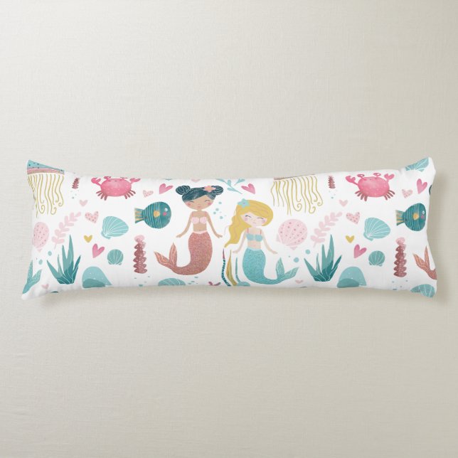 Coussins Longs Aquarelle Sirène / fille / chambre / décoration /  (Devant)