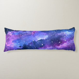 Coussins Longs Aquarelle Universe de l'espace galaxique violet