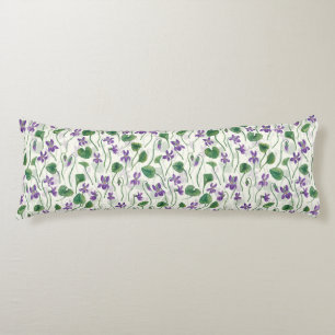 Coussins Longs Aquarelles violettes sur blanc cassé