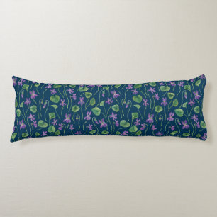 Coussins Longs Aquarelles violettes sur fond bleu