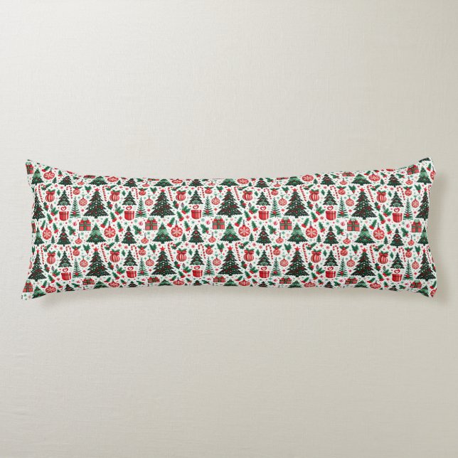 Coussins Longs Arbre de Noël, cadeaux, sucre de canne (Devant)