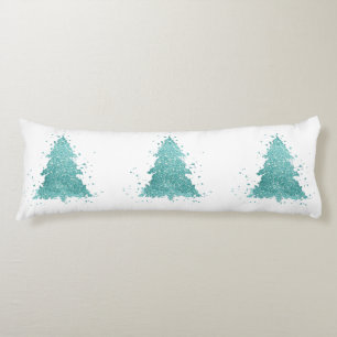 Coussins Longs Arbre de Noël élégant Luxe Aqua Mint Splatter