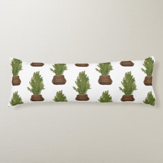 Coussins Longs Arbre de Noël moderne rustique aquarelle de fêtes (Devant)